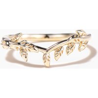 Solid Yellow Gold Leaf Wedding Band Nature Inspired Stacking Matching Band — Wedding Jewelry