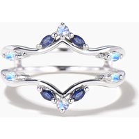 Marquise Cut Sapphire Round Moonstone White Gold Enhancer Wedding Band