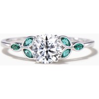 Round Cut Moissanite Engagement Ring Emerald Bezel Settings Wedding Ring — Engagement Rings
