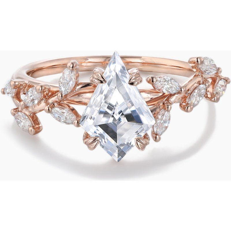 Nature Inspired Kite Cut Moissanite Diamond Bypass Engagement Ring — Engagement Rings