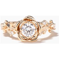 Bague de fiançailles en diamant moissanite taille ronde de 5 mm avec branches et fleurs