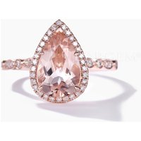 Bague de Fiançailles en Morganite et Diamant en Forme de Goutte par BBBGEM