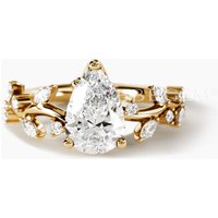 Bague de Mariage en Diamant Lab Grown Taillée en Goutte d'Eau — Bijoux de mariage