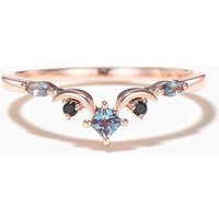 Bague de mariage en Alexandrite taille princesse avec Spinelle noir — Bijoux de mariage