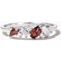 Pear Cut Garnet Cluster Wedding Band Mixed Cut Opal Diamond Dainty Ring — Wedding Jewelry