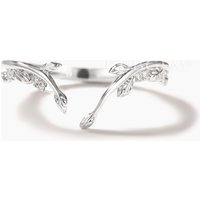 Solid Gold Art Deco Open Curved Natural Diamond Leaf Matching Wedding Band — Wedding Jewelry