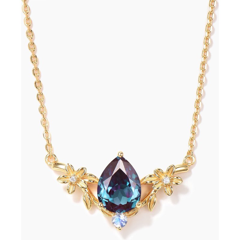 Collier en Alexandrite à Coupe Poire de BBBGEM — Collier Argent Femme