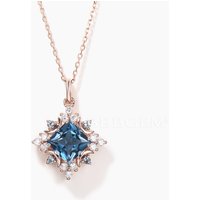 BBBGEM Collier en Topaze Bleue de Londres Taille Princesse Design Lune Céleste