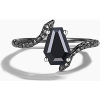 Bague de mariage serpent gothique en onyx noir en coupe cercueil