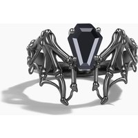 Bague de mariage en onyx noir en forme de cercueil Skull Bat — Bijoux de mariage