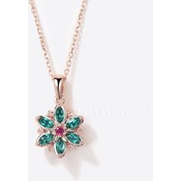 Marquise Cut Emerald Floral Pendant Rose Gold Nature Inspired Necklace