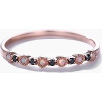 Opal Black Onyx Wedding Band 14k Rose Gold Stackable Milgrain Ring for Her — Wedding Jewelry