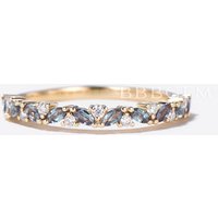 Bague de Mariage Vintage en Alexandrite Marquise avec Bande en Diamant