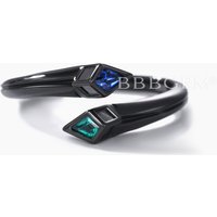 Unique Black Gold Snake Sapphire Emerald Wedding Band Adjustable Open Ring — Wedding Jewelry
