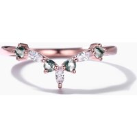 Bague de mariage en agate mousse verte et moissanite en or rose
