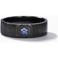 Bague de Mariage en Or Noir avec Alexandrite Taillée en Hexagone 5.6mm — Bijoux de mariage