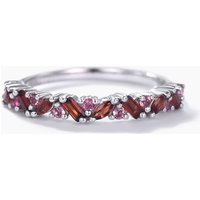 Red Garnet Cluster Wedding Band Pink Sapphire Stacking Ring for Women/Family — Wedding Jewelry
