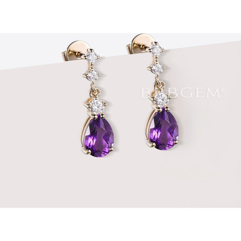 Boucles d'oreilles goutte en améthyste naturelle par BBBGEM — Boucles D'oreilles