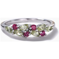 Marquise Peridot Ruby Cluster Wedding Band White Gold Ring Multi-Color Band — Wedding Jewelry