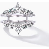 Bague de mariage double en agate mousse marquise pour femmes — Bijoux de mariage