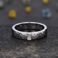 Bague de mariage en or martelé pour homme avec moissanite 5mm