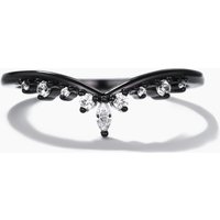 Marquise Diamond Black Gold Wedding Ring V Chevron Band