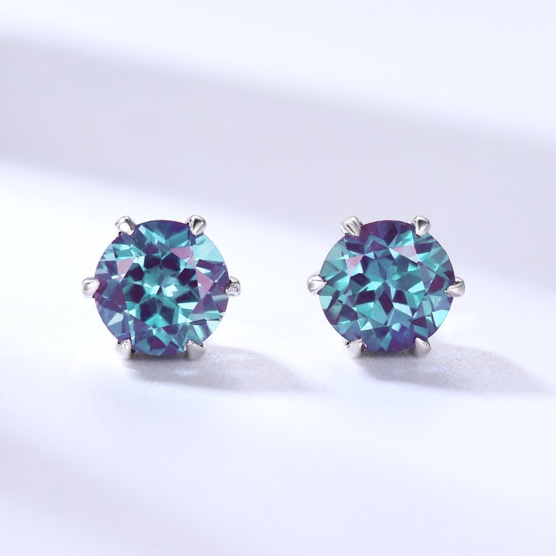 Boucles d'oreilles clou 1ct en alexandrite à coupe ronde changeante — Boucles D'oreilles