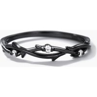 Diamond Black Gold Wedding Ring Twig Leaf Band