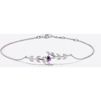 Nature inspired Pear Shaped Amethyst Bracelet White Gold Twig Leaf Bracelet