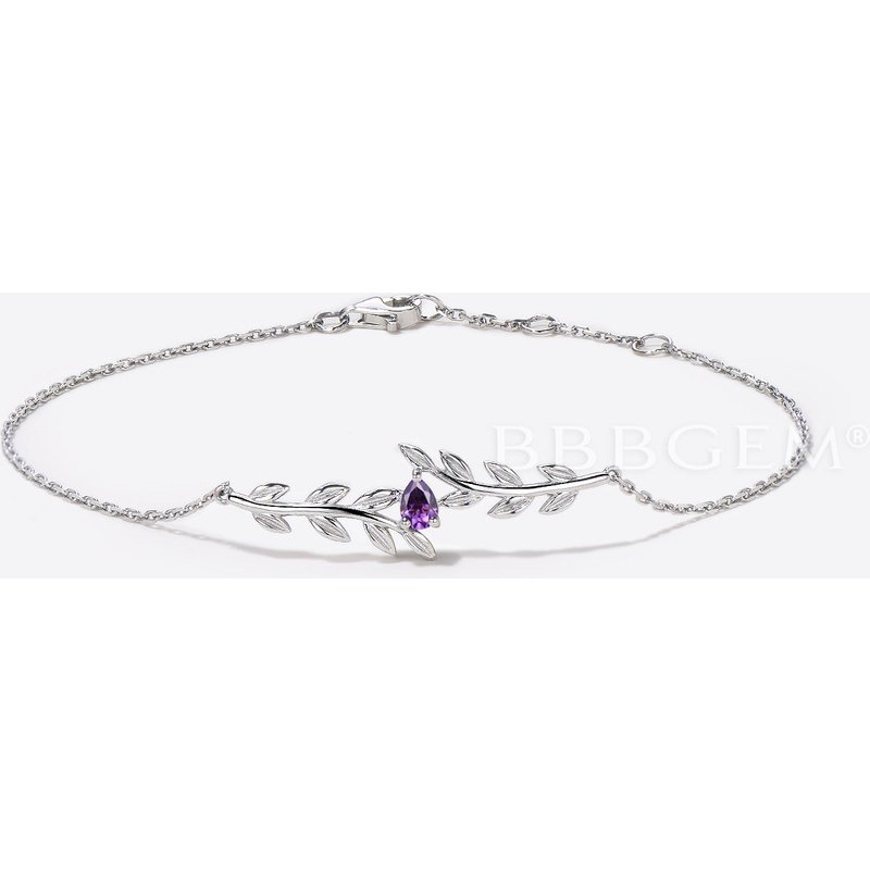 Bracelet en Améthyste en Forme de Poire par BBBGEM en Or Blanc — Bracelet Femme