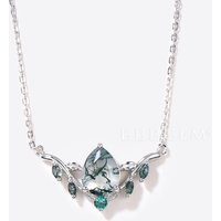 Teardrop Natural Moss Agate Necklace Leaf Vine Emerald Charm Pendant — Pendant Necklace