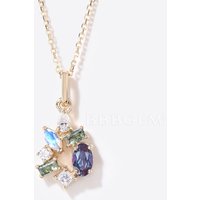 Multi-Stone Necklace Multi-Cut 7 Stone Alexandrite Moissanite Necklace