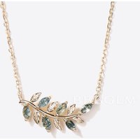 Collier Pendentif Feuille en Agate Mousse Marquise avec Pendentif en Or 14k — Collier pendentif