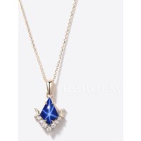 Celestial Moon Star Sapphire Necklace Kite Cut Lindy Star Pendant