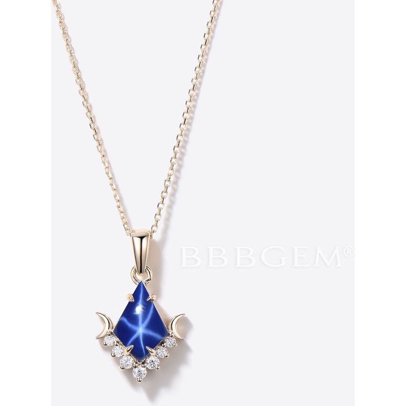 BBBGEM Pendentif en Saphir Étoile en Coupe Cerf-volant — Collier pendentif
