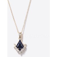 Collier en sable bleu avec pendentif en diamant en forme de lune — Collier pendentif