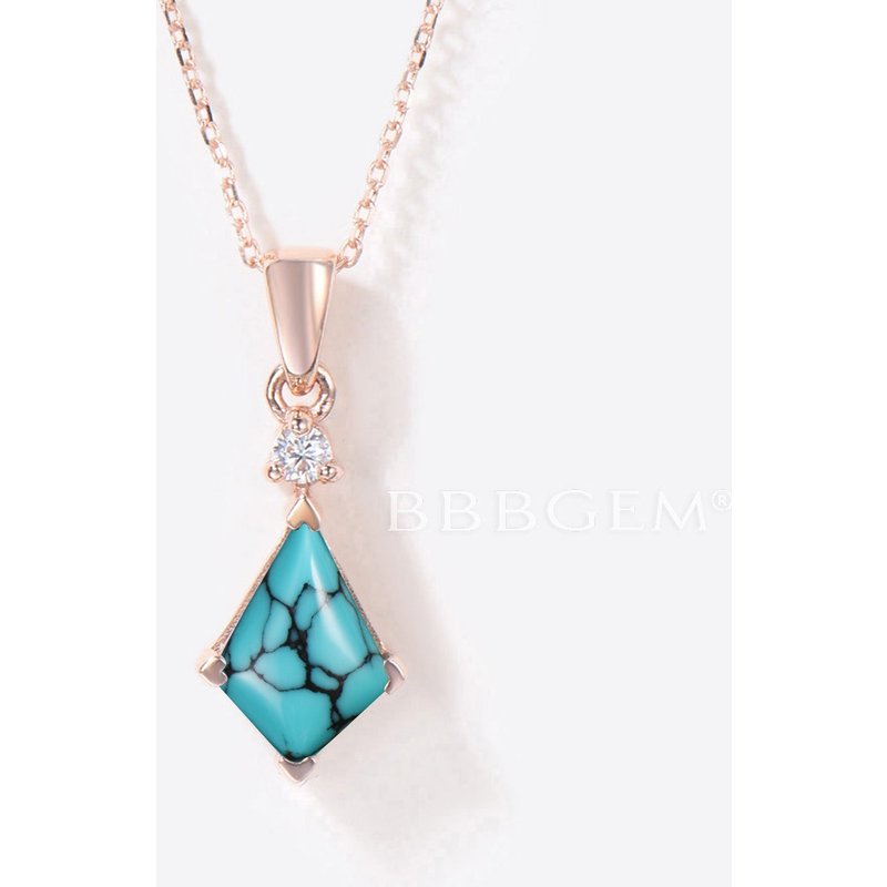 Pendentif en or rose avec turquoise en coupe cerf-volant par BBBGEM — Collier pendentif