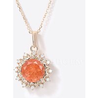 Collier en or massif avec pendentif en soleil et diamants — Collier pendentif