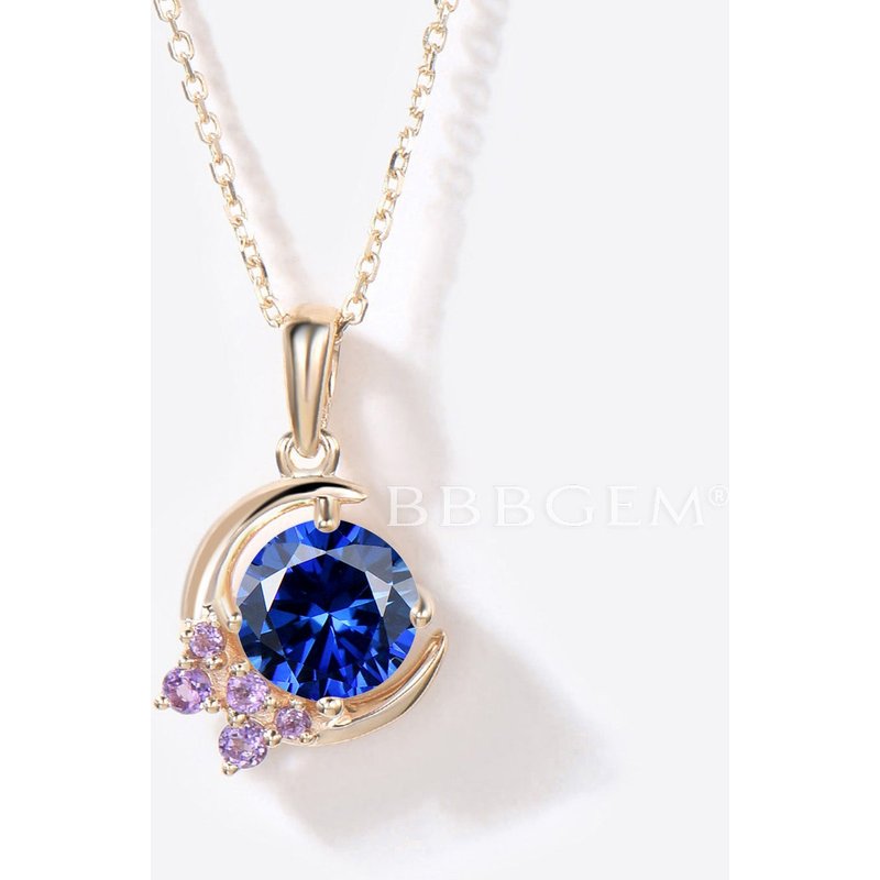 Collier Pendentif BBBGEM en Saphir Bleu et Améthyste — Collier pendentif