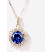 Collier de Mariée BBBGEM avec Saphir Bleu et Diamants