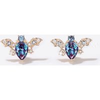 Boucles d'oreilles stud en Alexandrite en forme de poire avec design lune étoile — Boucles D'oreilles
