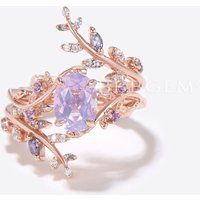 Ensemble de Bague de Fiançailles en Améthyste Lavande Oval Twig