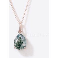 Collier Pendentif en Agate Mousse en Forme de Poire par BBBGEM — Collier pendentif