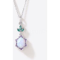 Collier Pendentif en Opale Blanche et Halo d'Améthyste — Collier pendentif