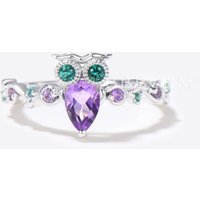 Bague de fiançailles Owl en Améthyste avec Améthyste en taille poire