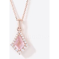 Collier en Quartz Rose Kite avec Pendentif Moissanite — Collier pendentif