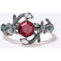 Bague de Fiançailles Ruby à Couper Hexagone Double Serpent — Bagues de fiançailles