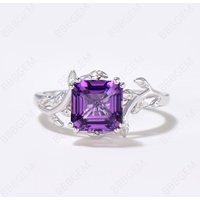 Bague de fiançailles en améthyste taille princesse par BBBGEM