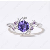 Twig Leaf Purple Sapphire Engagement Ring Natural Inspired Ring