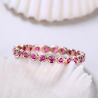 Bague de mariage en rubis sertie en or rose 14K pleine éternité 0.23ct